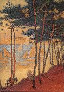 Paul Signac Sail boat and pine painting